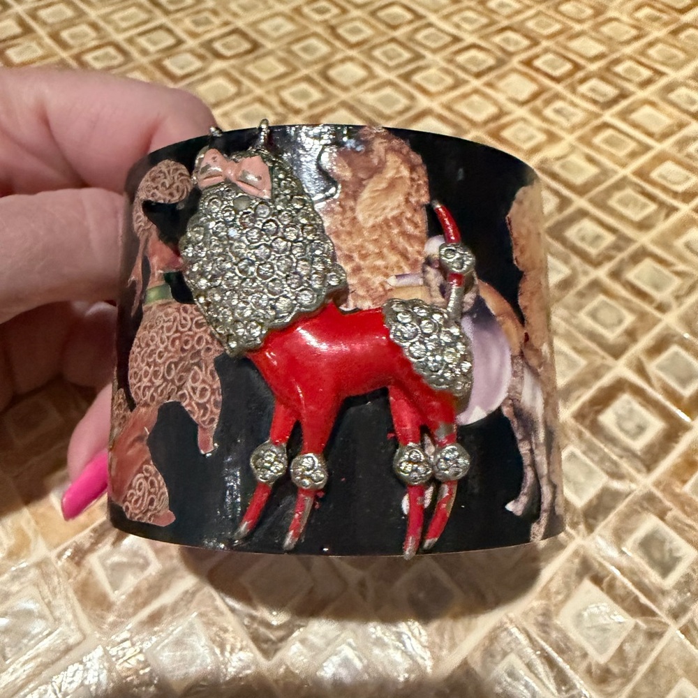 POODLE Cuff Bracelet with Red and Silver Accents